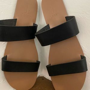 J Crew Black Strap Sandals